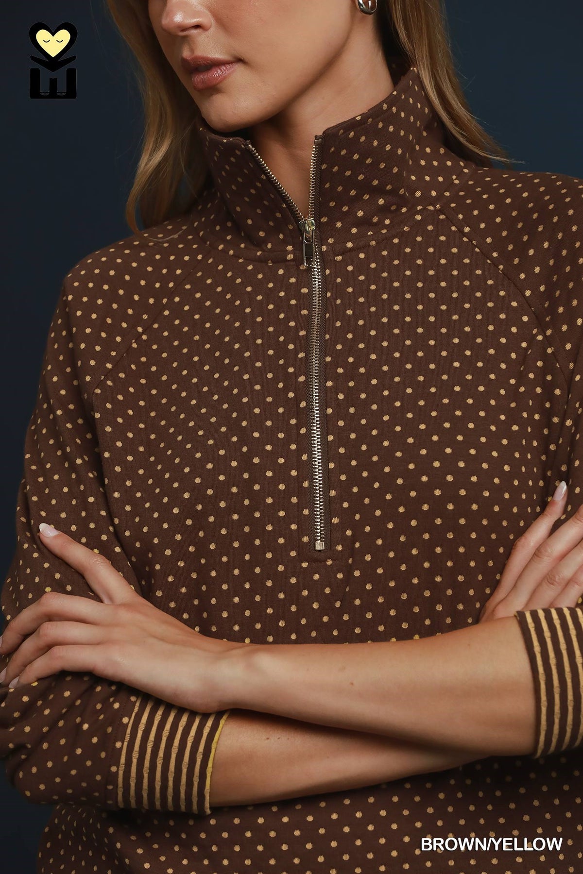 POLKA-DOT BROWN/YELLOW ZIP TOP
