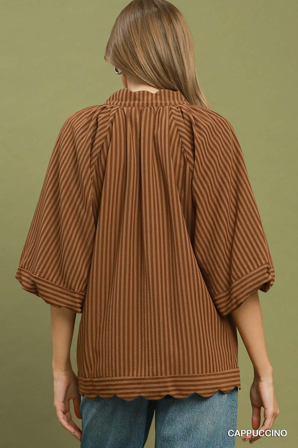 V-NECK CAPPUCCINO STRIPE TOP