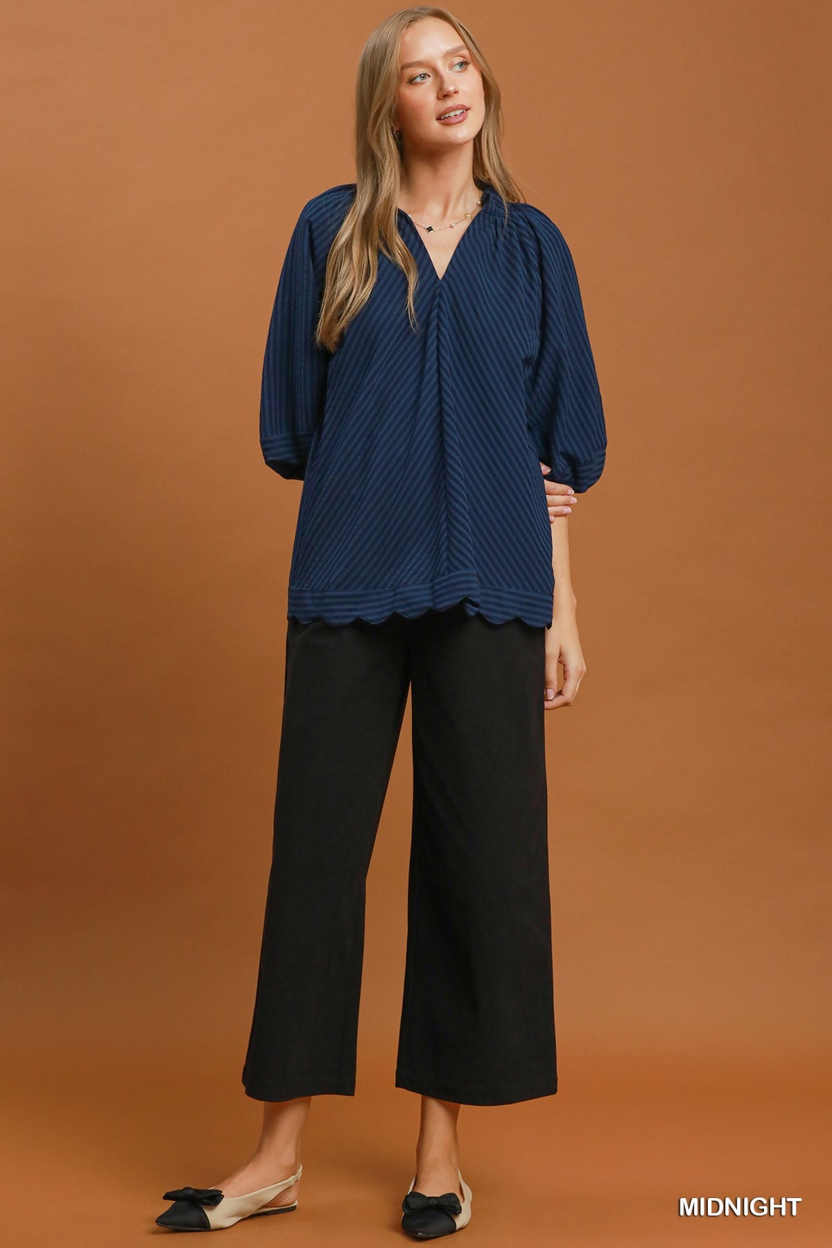 V-NECK MIDNIGHT STRIPE TOP