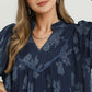 FLORAL NAVY BABYDOLL TOP