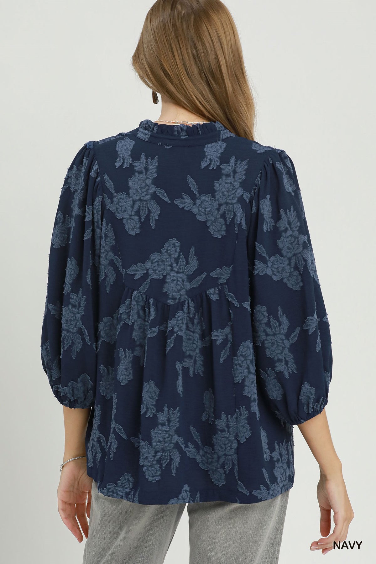 FLORAL NAVY BABYDOLL TOP
