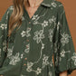 FLORAL LINE OLIVE TOP