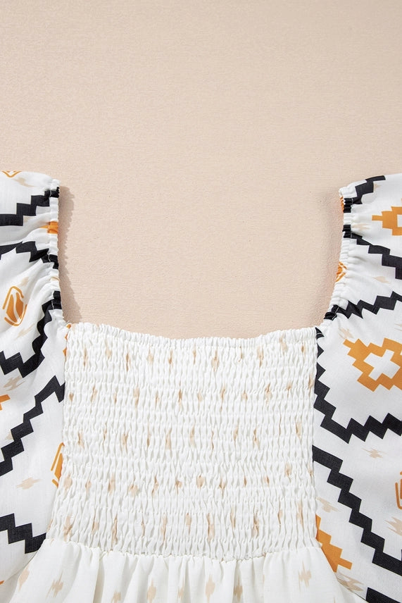 AZTEC PLEATED MINI DRESS