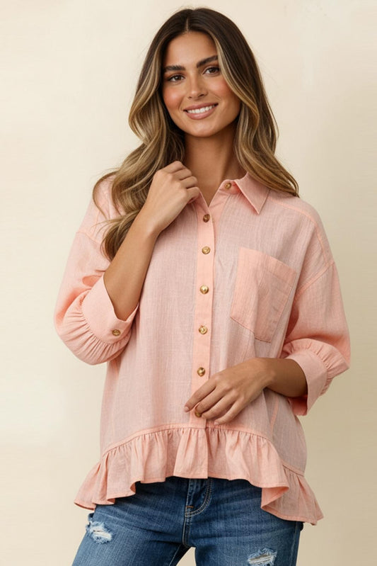 BABYDOLL PEPLUM PINK TOP