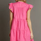 V-Neck Bubble Pink Dress