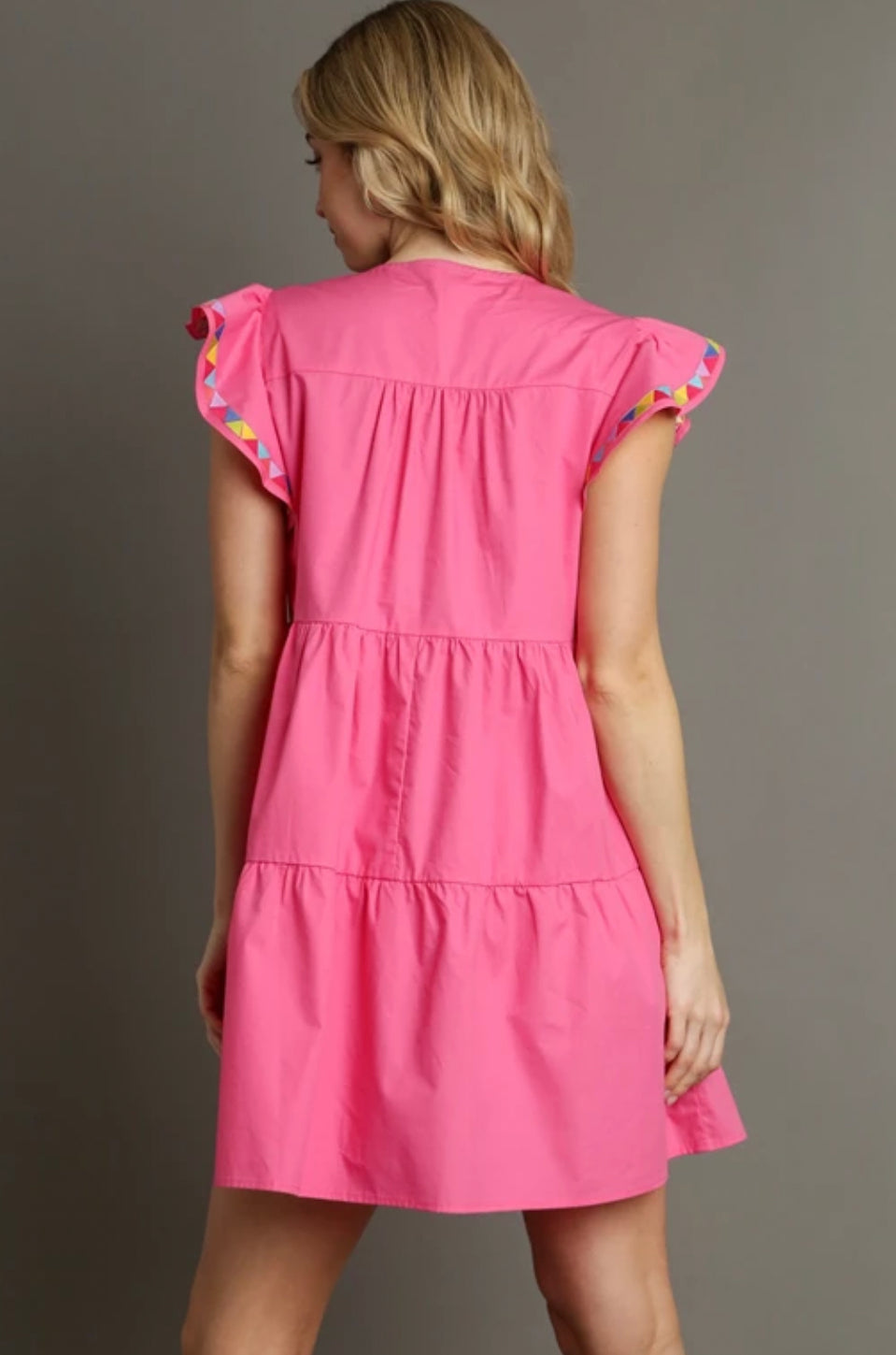 V-Neck Bubble Pink Dress