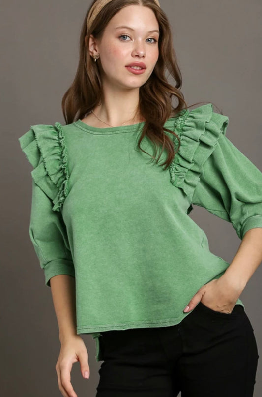 Mineral Wash Green 3/4 Top