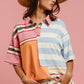 MIX STRIPE COLLAR TOP