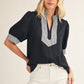 CONTRAST STRIPE BLACK TOP