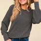 RIB NIT CHARCOAL LS TOP