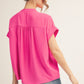 V-NECK SOLID HOT PINK TOP