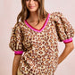 LEOPARD PUFF SLEEVE TOP