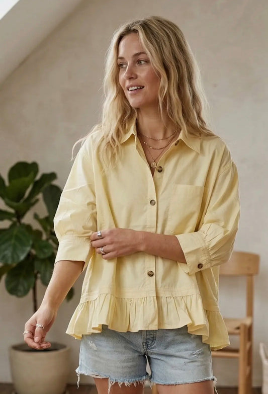 RUFFLE SOLID YELLOW TOP