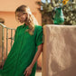 SCALLOP HEM GREEN DRESS