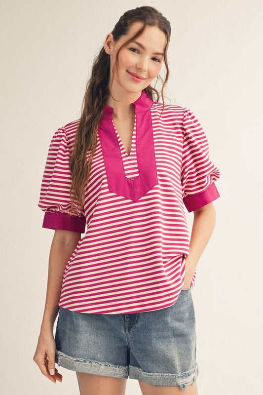 MAGENTA PUFF SLEEVE TOP