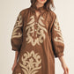 LUX EMBELLISH BROWN DRESS