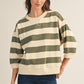 3/4 STRIPE OLIVE TOP