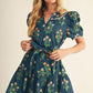 SCALLOP FLORAL TEAL DRESS