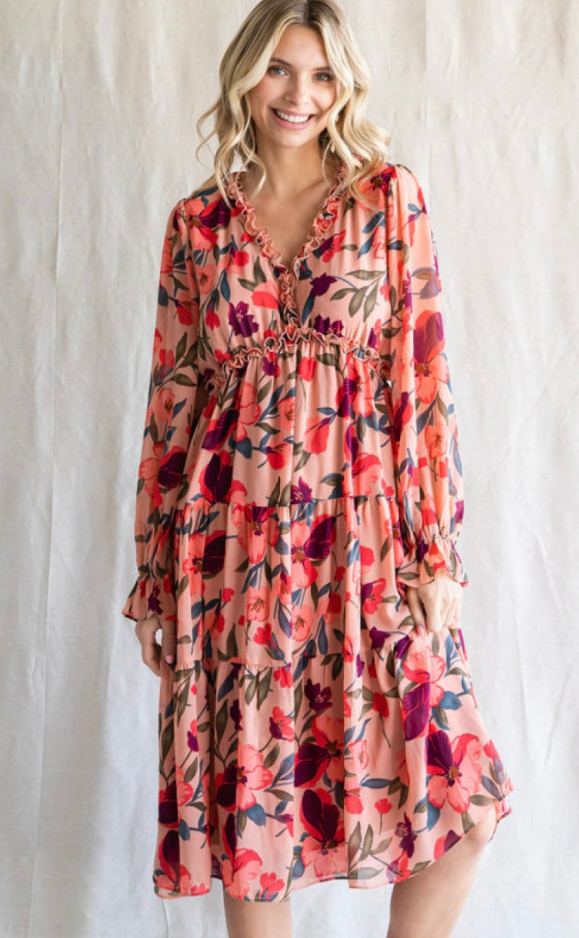 Floral Print LS Dress