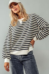 MEADOW BLACK STRIPED SWEATER