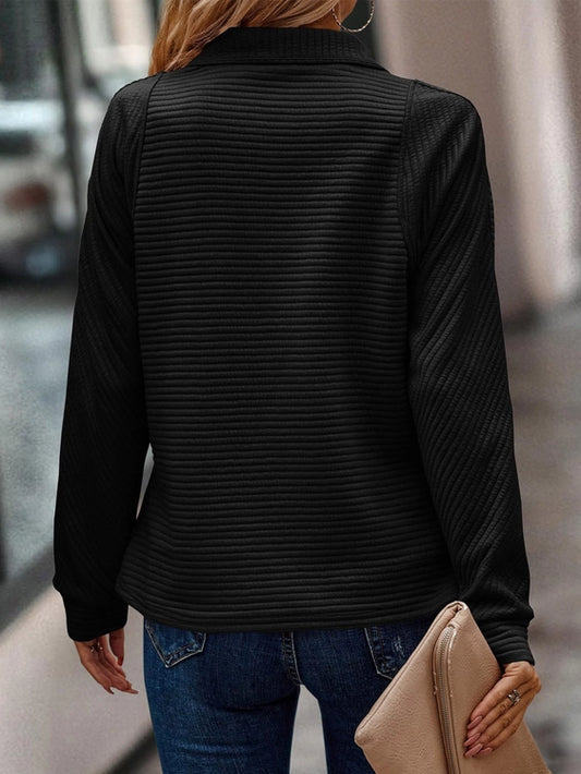 COLLAR ZIP BLK SWEATSHIRT