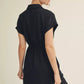ZIP TIE WAIST BLACK DRESS
