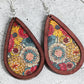 Wood Floral Drop Earrings