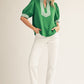 CONTRAST STRIPE GREEN TOP