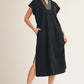 DROP SHOULDER BLACK DRESS