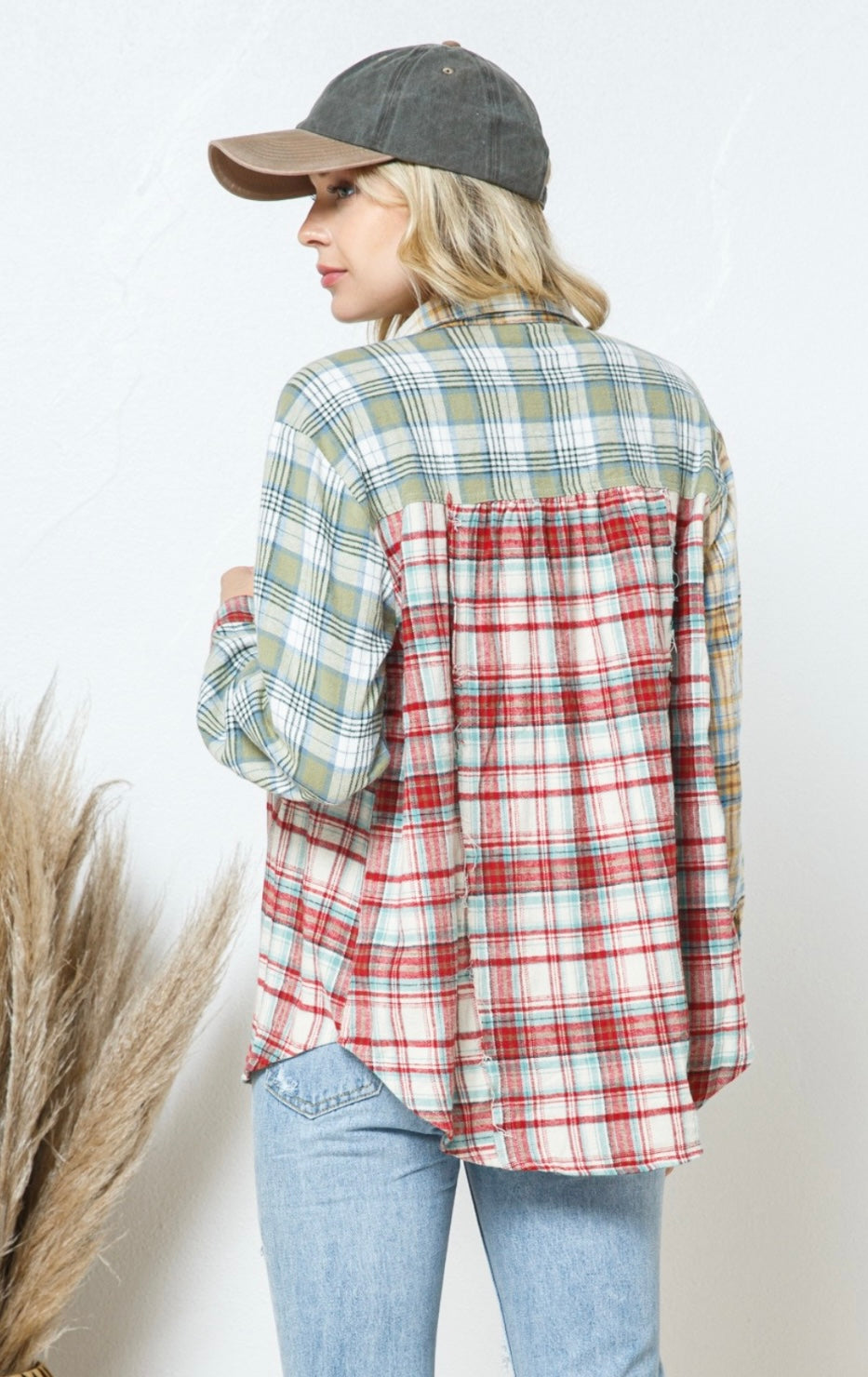 Blue B Plaid Detail LS Shirt