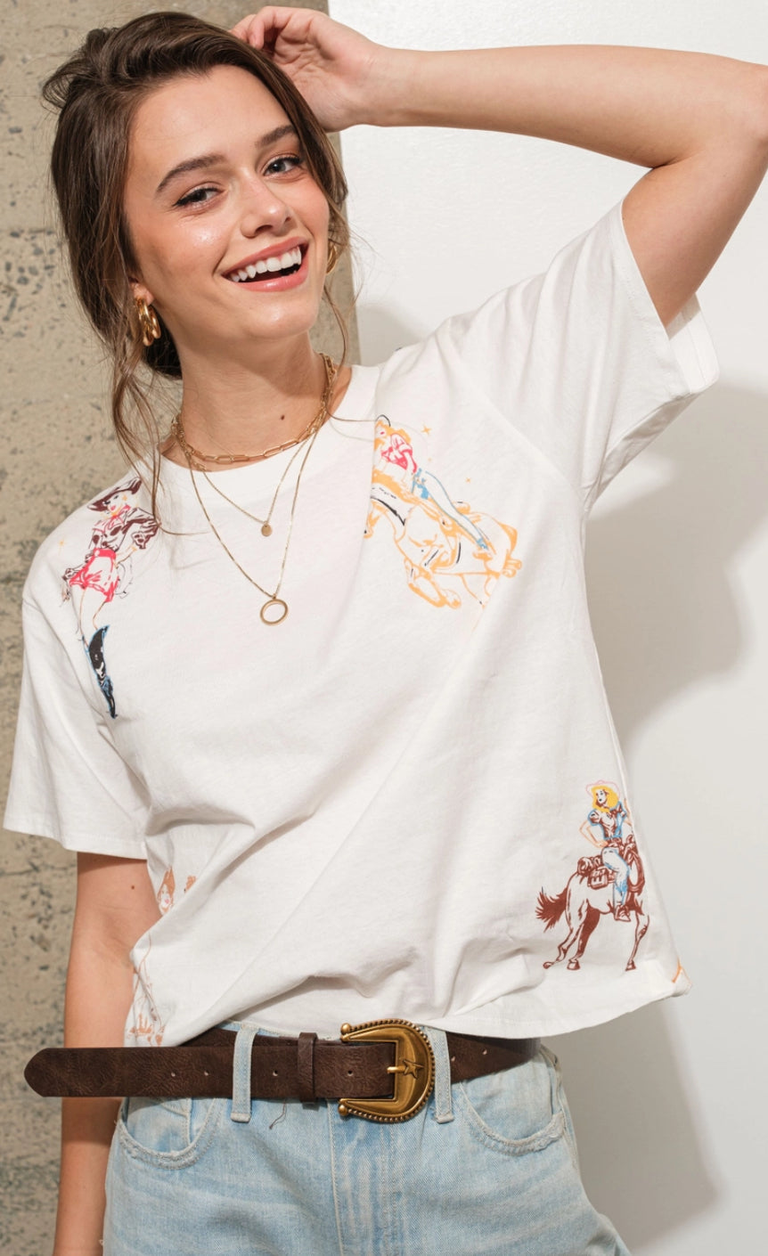 Cowgirl Emb SS Tee