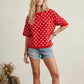 POLKA DOT KNIT RED/WHITE TOP