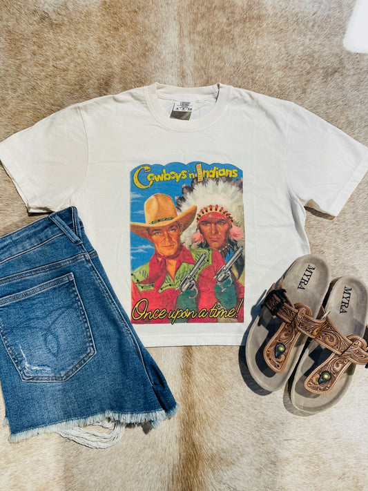 COWBOYS & INDIANS SS MOM CROP TEE