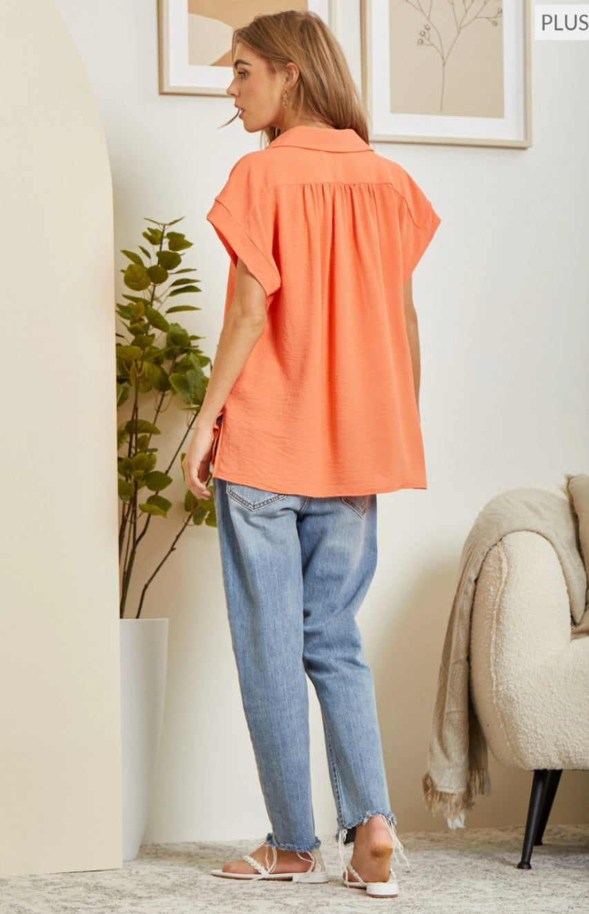 Persimmon Button Down Top