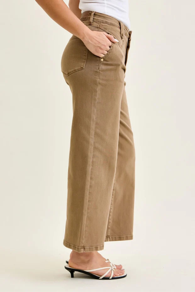 HW ANKLE WIDE GOLDEN BROWN JEAN