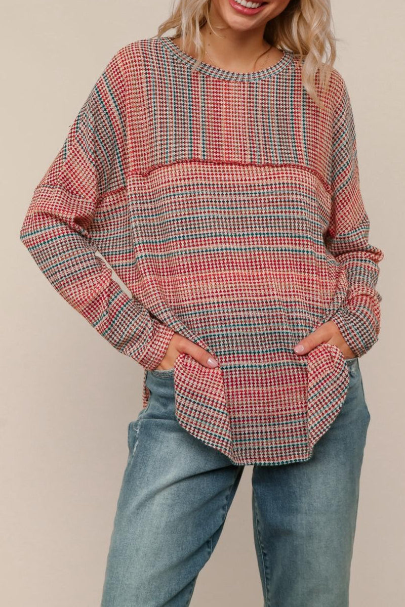 SPACE KNIT LS TOP