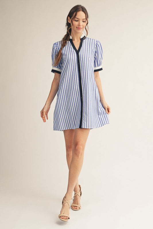 STRIPE SHIFT BLUE DRESS
