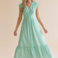 GREEN CAP SLEEVE DRESS