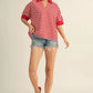 COLLAR STRIPE SS RED TOP