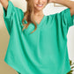 V-Neck Emerald 3/4 sleeve Top