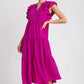 Magenta Tiered Midi Dress