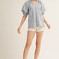 NOTCHED STRIPE BLUE TOP