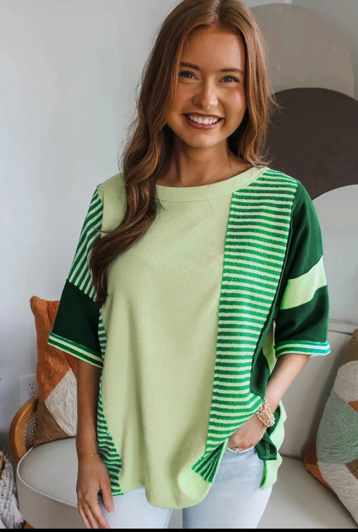 COLORBLOCK GREEN SS TOP