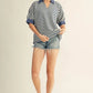 COLLAR STRIPE SS DENIM TOP