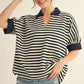 COLLAR STRIPE SS BLACK TOP