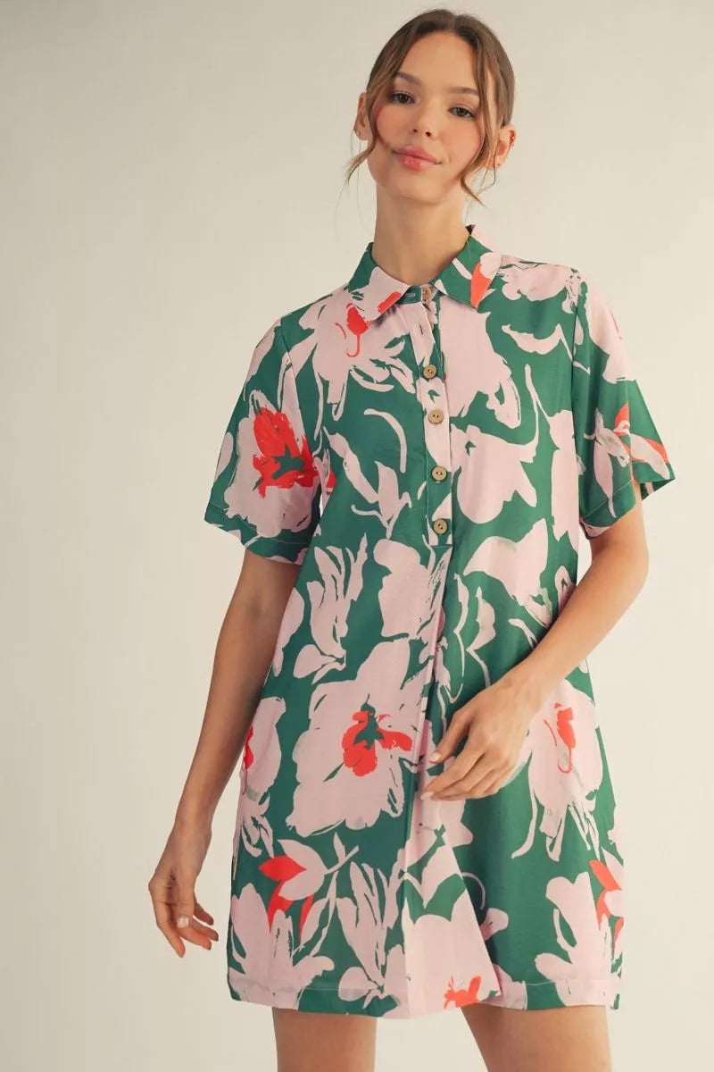 FLORAL PRINT JADE DRESS