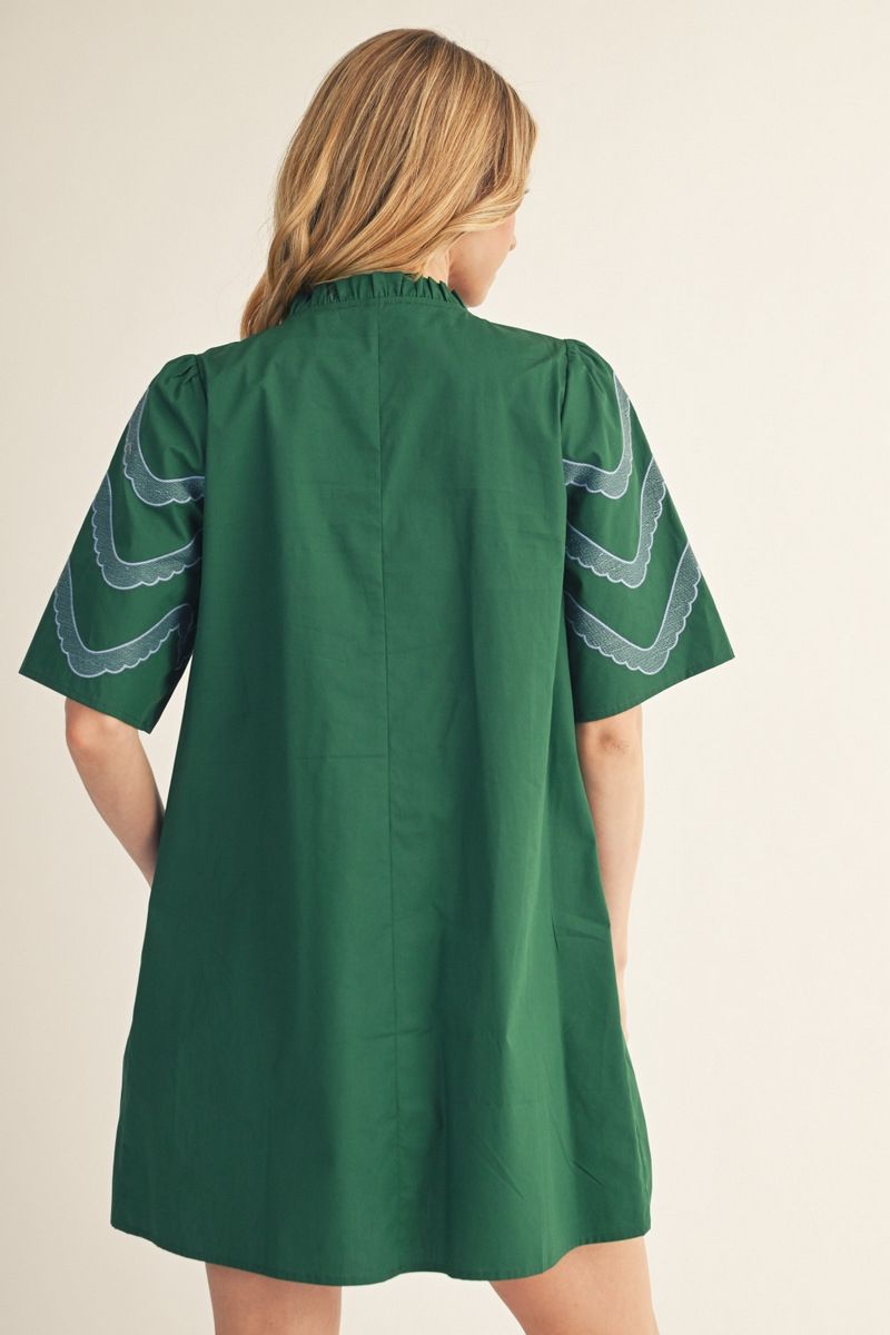 DROP SHOULDER HUNTER GREEN DRESS