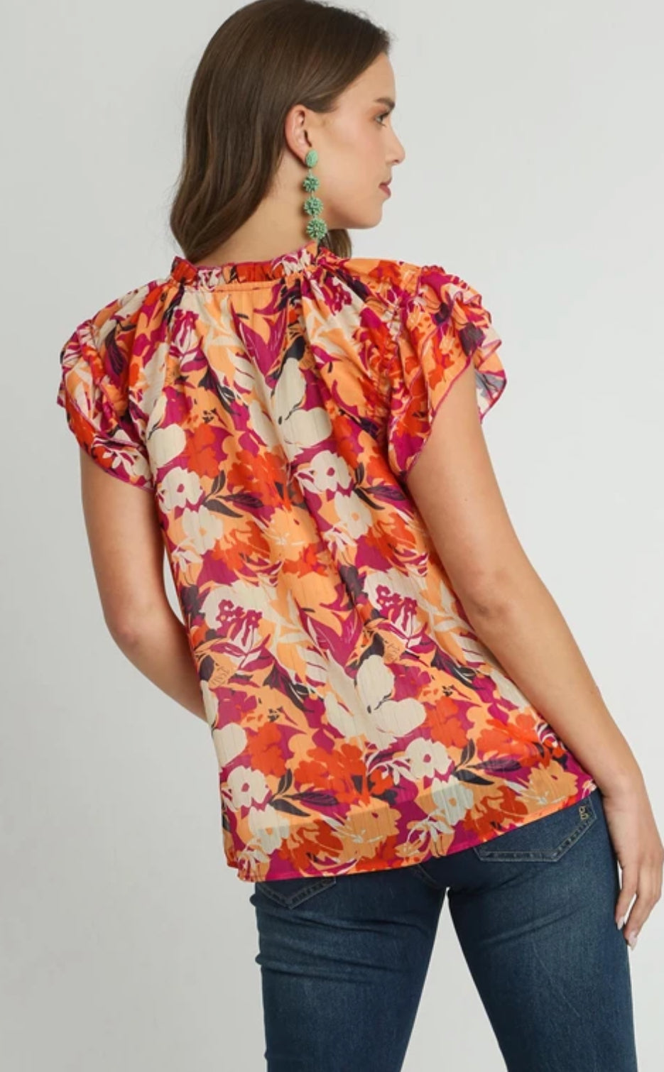 Metallic Floral SS Top