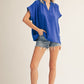 V-NECK SOLID BLUE TOP
