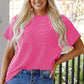 CORDED KNIT MOCK PINK TOP